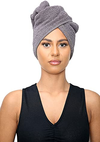 Sapphire Collection Serviettes de séchage pour cheveux, 100 % coton pur Terry - Serviette douce pour cheveux - Serviette enroulable pour cheveux - Turban Twist - Serviette absorbante pour la tête