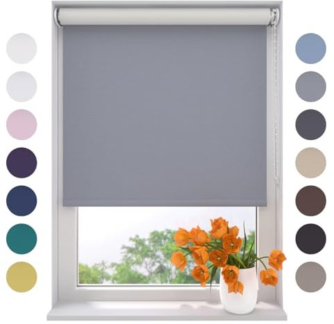 Radeco® Verdunkelungsrollo 120 x 190 cm hellgrau, Größen von 40 bis 240 Breite, ohne Bohren möglich, Rollo wandmontage, Rollo 120 cm breit, Fenster rollos für innen, rollos für Fenster