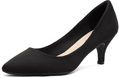Greatonu Women Court Shoes Sandals Kitten Heels Wedding Party Dress Pumps Black Size 8.5