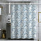 Gualiy Duschvorhang Textil, Duschvorhang Wasserdicht Anti Schimmel Vintage rundes Muster Bad Vorhang Blau Duschvorhang 180x180CM