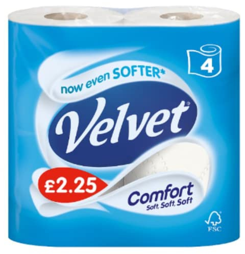 Velvet Comfort 4 Toilet Rolls x Case of 6