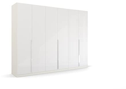 Rauch Möbel Glamour by Quadra Spin Schrank Drehtürenschrank, Hochglanz Weiß / Weiß, 6-trg., inkl. 3 Kleiderstangen, 3 Einlegeböden, BxHxT 271x210x54 cm