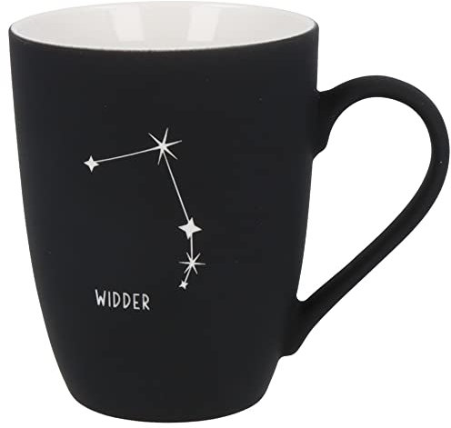 Spruchreif | Soft-Touch Tasse Schwarz Widder – Beidseitig gravierte Tasse mit Sternzeichen-Motiv | Persönliches Geschenk für Widder-Geborene