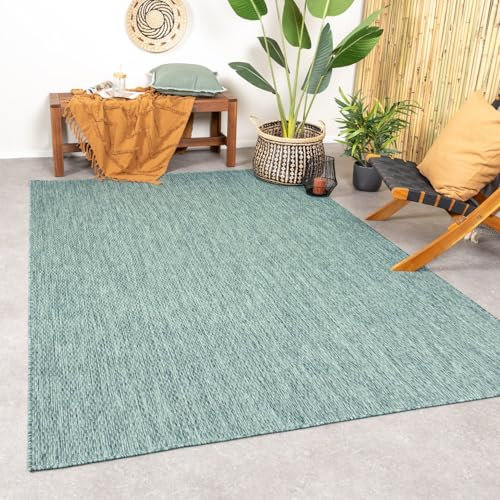 FRAAI | Home & Living In- & Outdoor Teppich - Costa Türkis - Wetterfest - Polypropylen - Flachgewebe - Balkon, Garten/Terrasse - Terrasse - Rug