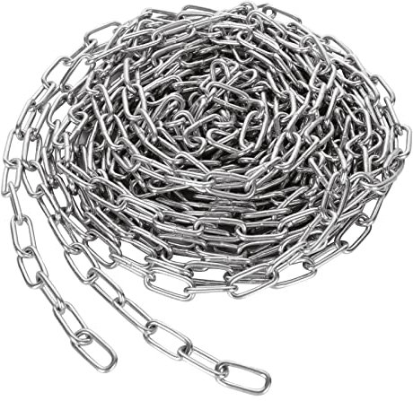 JMIATRY 5 Meter Länge 304 Edelstahlkette, 3 mm robuste Kettenglieder, verzinkter Stahl, geschweißte Gliederkette für Zauntor, Garagentore, Schaukelkette und Fahrrad-Sicherheitsschloss