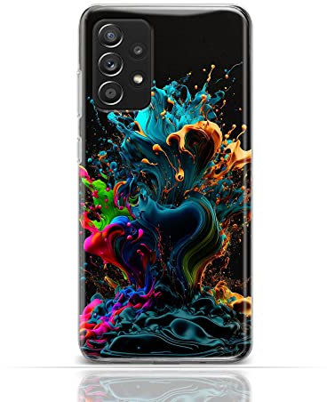 Hülle für Samsung Galaxy J5 2017 Handyhülle Schutzhülle aus Silikon TPU Softcase mit Motiv 3513 bunter Farbklecks Gold türkis pink