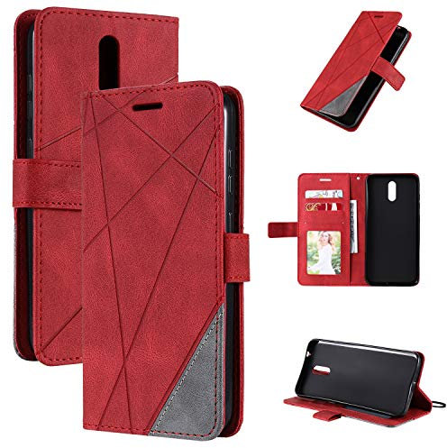 Kukoufey Funda para Alcatel 1x 2019 Funda de Cuero,Funda para Alcatel 1x 2019 5008T 5008Y 5008U 5008R 5008D Funda Carcasa Case Red
