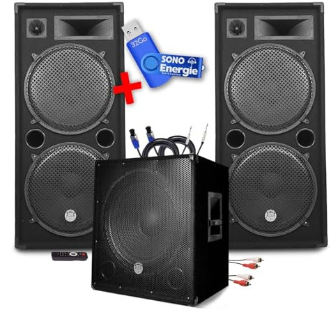 Pacchetto audio BM Bmsonic MEGA BASSES 3200W Subwoofer biamplificato 18 46cm - Altoparlanti 215, Sono DJ Soiree MIX BAR
