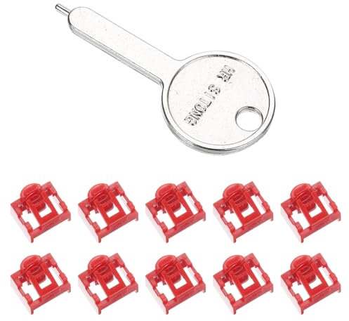 sourcing map 10pcs Port Blocker Locking RJ45 Port/Dust PC Blocker with Coded Key,Red