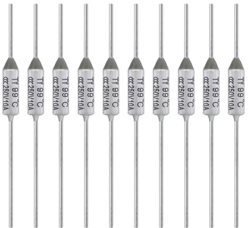 ALLECIN 10 Piezas Fusible Térmico 99 Grados 10A 250V AEC99E 99℃ Fusibles Térmicos de Corte