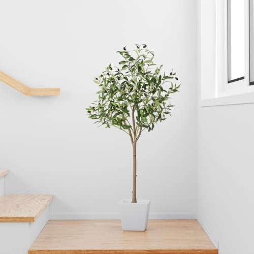 PASCH® Künstlicher Olivenbaum (120 cm) - Stilvoll & Naturgetreu | Künstliche Pflanzen groß | Kunstpflanzen groß: Olive Tree | Olivenbaum künstlich groß für EIN mediterranes Ambiente