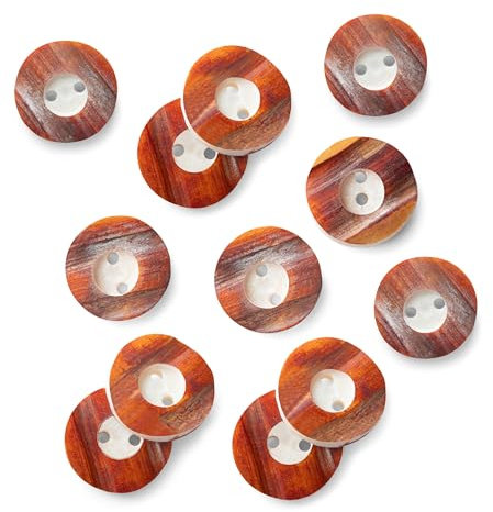 Schöneberger Trachten Couture Original Hornknöpfe, Lederhosen Knöpfe, 2-Loch Trachtenknöpfe - 4x/8x/12x div Farben & Durchmesser (Havanna Braun, 18mm / 12x Knöpfe)