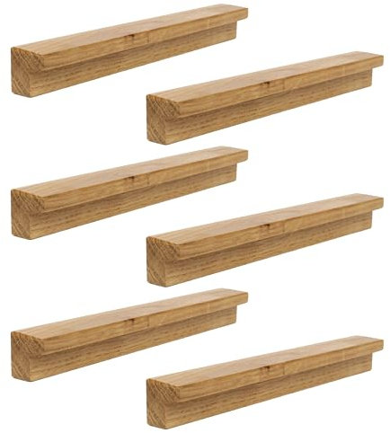 WYSKONT Griffe Möbel - BATO - Möbelknöpfe Aus Eiche - Holz Deko - Griffe für Küchenschränke - Knöpfe für Schränke - Schrankknöpfe - Möbelknopf (17,3 cm - Stück 6)