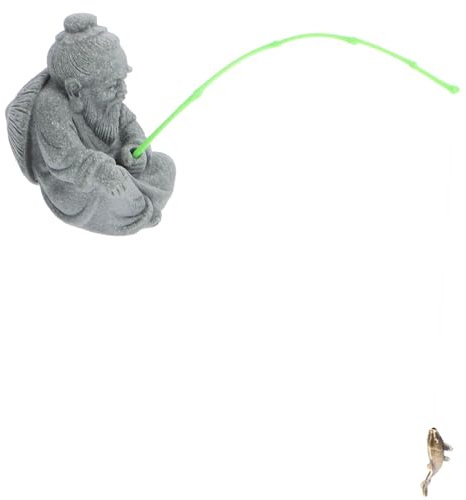 Milisten Mini figurines de pêcheur assis en résine Pêche Vieil homme Statue Asiatique Chinois Décoration d'aquarium Jardin zen Aquarium Micro Paysage Bonsaï Ornement