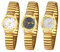 JewelryWe Damenuhr Elastisch Uhren Damen: 3 Stück Analog Quarz Armbanduhr Gold Edelstahl Stretch Armband Klein Lässige Uhr mit Sternenhimmel Zifferblatt Geschenk für Frau Mädchen