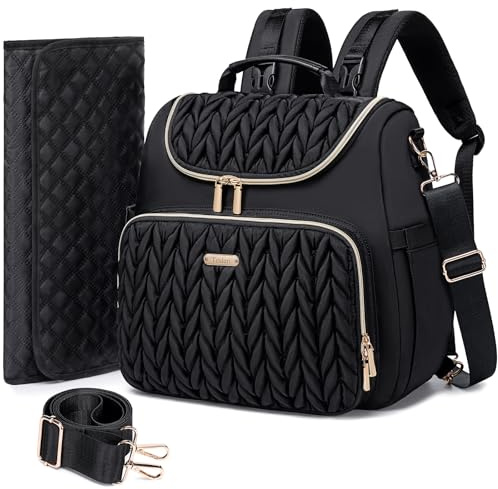 Tealari 4-in-1 Cabrio Windeltasche, Rucksack, wasserdichte Windeltasche mit Wickelkissen, umgewandelt in Baby-Stoffbeutel, Windelrucksack, Kinderwagen Tasche und Umhängetasche