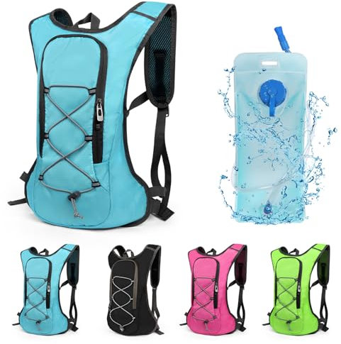 Lollanda Fahrradrucksack, Wanderrucksack klein, Wasserdicht Rucksäcke für Herren und Damen, MTB Rucksack für Radsport,Camping,Laufen (Blau Trinkrucksack 2L)