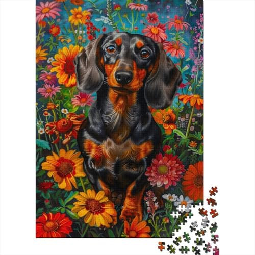 Dachshund 1000 Pieces for Adults 1000 Piece Puzzle Sausage Dog Educational Games Home Decoration Multi Colour Impossible Puzzle Brain Teaser Puzzle 1000pcs (75x50cm)