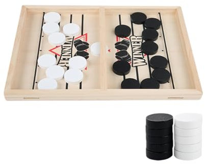 Puck Game, Wooden Air Hockey Board Game, Desktop Battle Game, Competitive Game Puck Game, Slingshot Puck Game, Easy to, Portable for Family Game Night