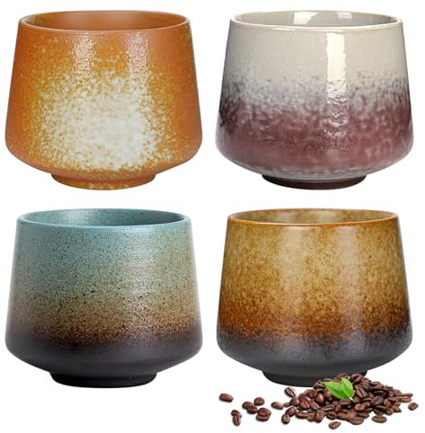 Tazza Da Caffè in Ceramica 190ML, 4 Pezzi Tazzine Caffe, Tazza Da Tè in Ceramica, Tazzine Da Caffè, Tazze Cappuccino per Caffè Tè Bevande