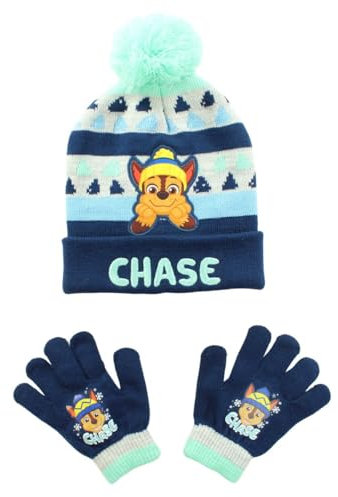 Paw Patrol Baby Jungen Beanie Mütze und Handschuhe Set Warme Kinder Wintermütze Chase Marshall Rubble Mütze Set für Kinder Gr. 52 54 (Grün, 52)