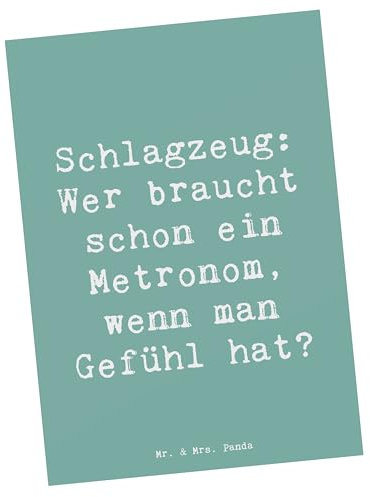 Mr. & Mrs. Panda Postkarte Spruch Schlagzeug Gefühl - Geschenk, Beats, Dynamik, Musik, Postkarten, Fotokarte, bildkarte, Instrument, Schlagzeuger, Musiker, Musikinstrumente, Ansichtskarten, Lernen