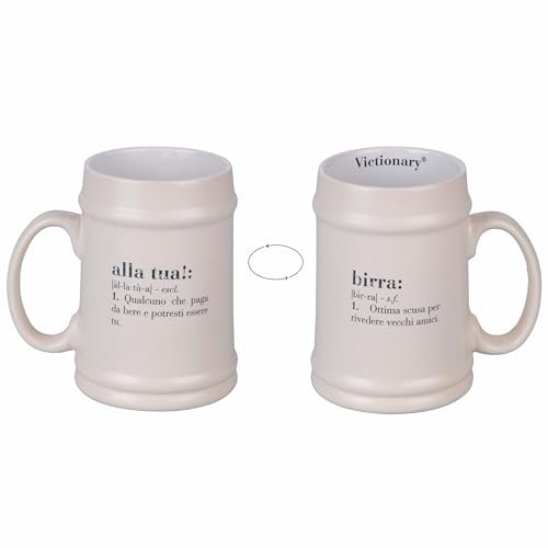 Villa d'Este Home Tivoli Boccale birra grigio chiaro 500 ml in gres, Victionary