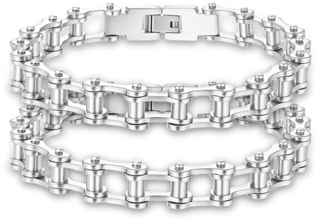 Eigso Punk Bike Chain Bracelet for Men Black Stainless Steel Motorcycle Bracelets for Man Hip Hop Chains Wristlets