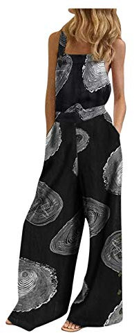 Nuaoxyeu Your Order Today's Deals of The Day Womens Jumpsuits Casual Dot Button Boho Jumpsuit Square Neck Dungarees Loose Summer Overalls Long Wide Leg Rompers Pants Baggy Playsuit With Pocket Holiday