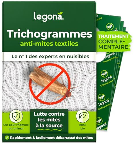 Legona® Trichogramma Mites des vêtements | 7 Cartes à 1 Livraison | Anti-Mites Naturel | Produit performant Contre Les Mites