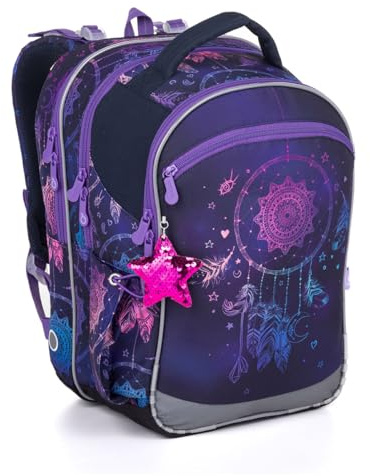 TOPGAL COCO Schulrucksack ab der 1. Klasse (ca. 120 cm), ergonomisch & leicht, wasserabweisend, mit reflektierenden Elementen, 23 L Schulranzen mit Brustgurt & Rückenpolsterung (Traumfänger)