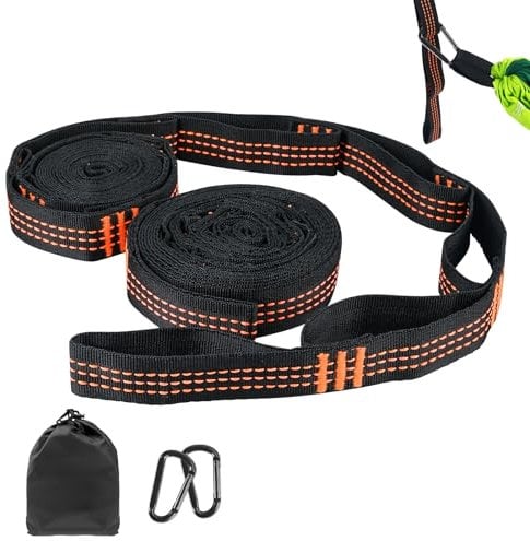 Vylyciy 2er Pack Hängematte Befestigung 3m x 2.5cm, Hängematten Aufhängung Gurte mit 2 Schwerlast Karabiner, Hängematten Befestigung mit 10 Schlaufen, Schaukel Baum Befestigung Max 300 kg