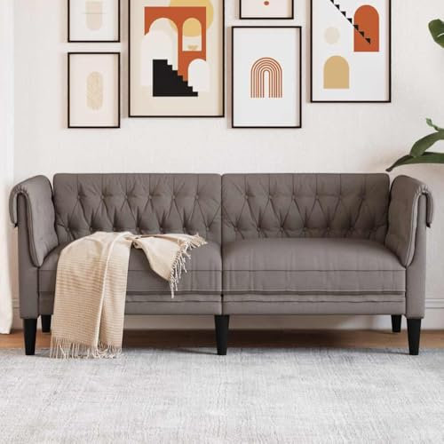 MOBCANT Chesterfield-Sofa 2-Sitzer Taupe Stoff Sofabezug Couchgarnitur Modulares Sofa Schlafsofa für Empfangsraum Wohnung Büro Hotel