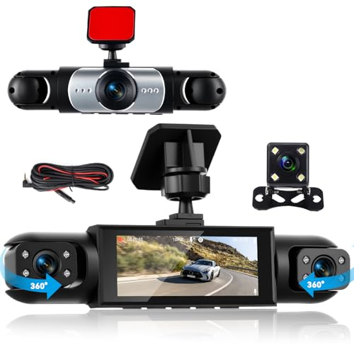 GOHHDL 4 Kanal Dashcam vorne und hinten, 360-Grad 3 Zoll Dashcam, Autokamera mit 8 IR-Nachtsicht, Loop-Aufzeichnung, Einparkhilfe