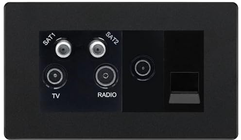 BG Evolve Matt Black Quadplex Combination TV Socket PCDMB69B