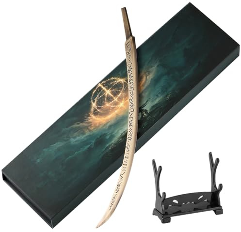 Huadafun Eldens Rings Hand von Malenia – 30 cm Vollmetall Katana Schwert Replik mit Ständer, Sammlermodell für Schreibtisch Deko, Gaming Fans & Geschenk für Spieler