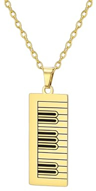 UNIFT Collar de teclado de piano para mujer, collar con colgante de instrumento musical de acero inoxidable, regalo ideal para pianistas, entusiastas de la música, Adjustable, Acero inoxidable, No es