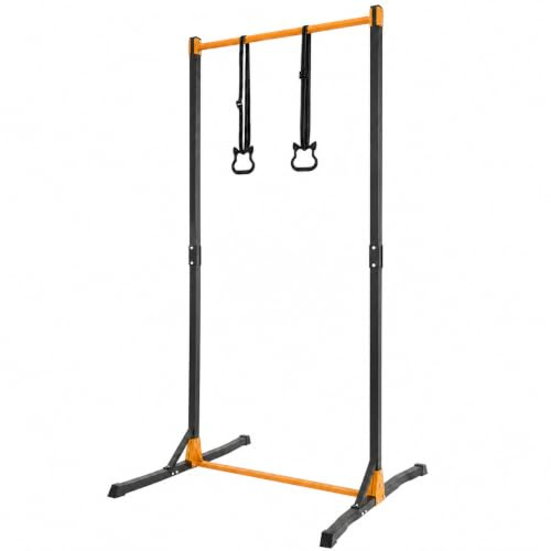 Gymnastikstange für Kinder, Indoor/Outdoor Robuste Kip Bar mit Ringen horizontale Turnreck für Heimtraining Höhenverstellbar 160-215cm Trainingsgerät bis 400 kg