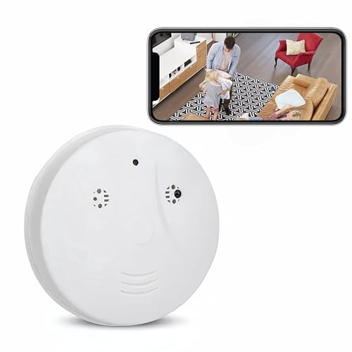 SHENMEILA Smoke Detector with Spy Camera, 1080P HD WiFi Hidden Indoor Secret Nanny Camera Home Security Surveillance Camera Small Monitoring Camera with Remote App Control