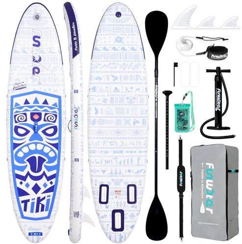 FunWater 10'6–11'6 SUP Board, aufblasbares Stand-Up Paddle Board für alle Könnensstufen, ideal für Einsteiger & Familien, mit Anti-Rutsch Eva-Deck, Paddel, Pumpe & komplettem Zubehör