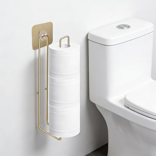 Yilnlg Toilettenpapierhalt, Edelstahl Toilettenpapierhalter Gold, Selbstklebender Klopapier Aufbewahrung für 3 Rollen Ersatzrollenhalter Toilettenpapier