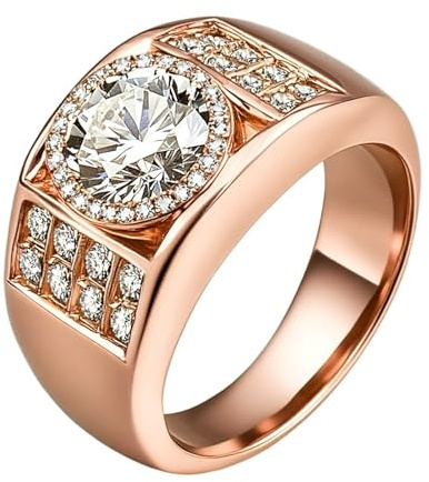 Promise Ring Beste Freundin, Ring Rosegold Damen Minimalistisch 14K Siegelring mit Moissanit Größe 50 (15.9)