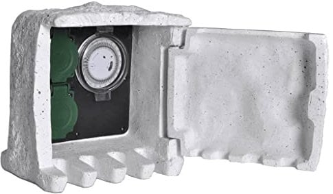 vidaXL Gartensteckdose mit Timer im Stein 1,5m 2-Fach Steckdose Außensteckdose