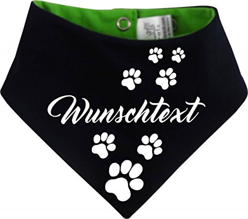 beidseitiges Multicolor Hunde Wende- Halstuch (Fb: Navy-Lime) (Gr.3 - HU 36-44 cm) mit Ihrem Wunschtext