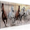 Runa Art Wandbild XXL Pferde Wohnzimmer Schlafzimmer 200 x 80 cm Braun 5 Teilig - Made in Germany - 014155a