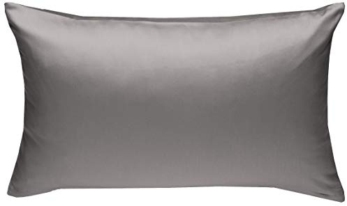 Bettwaesche-mit-Stil Mako-Satin Baumwollsatin Bettwäsche Uni einfarbig zum Kombinieren (Kissenbezug 50 cm x 70 cm, Dunkelgrau)