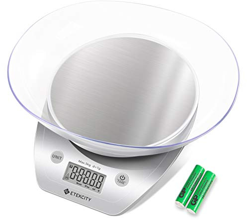 Etekcity - Báscula de cocina digital (gramos, acero inoxidable, extraíble)