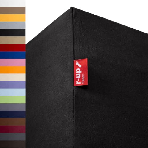 r-up Passt Spannbettaken Doppelpack 140x200-160x200 schwarz | 100% Baumwolle, 130g/m² Tuchgewicht, bis 35cm Höhe, viele Farben, OEKO-TEX, stressfrei auch für hohe Matratzen