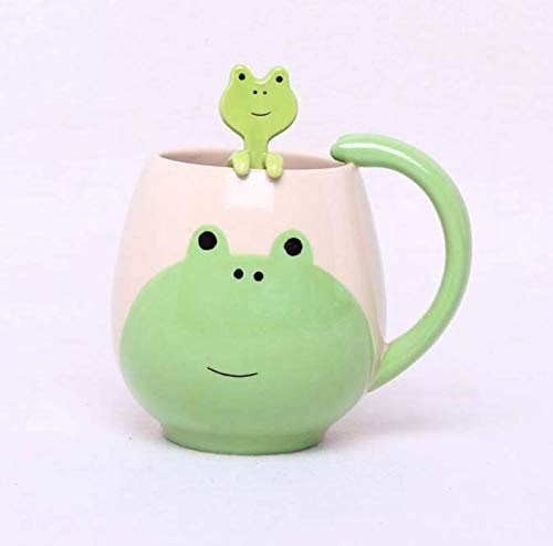 Tasse de café en céramique tasse tasse de café peinte à la main de bande dessinée belle tasse de thé en céramique grenouille grenouille thé comprennent une cuillère 300 ml