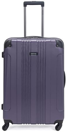 Kenneth Cole Reaction Out of Bounds Lightweight Hardshell 4-Wheel Spinner Luggage, Smokey Purple, 28-Inch Checked, Out of Bounds